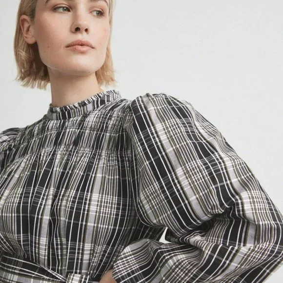 Witchery Shirred Check Waist Dress Size 8 & 12 RRP $159.95 BNWT long sleeve - Picture 6 of 6